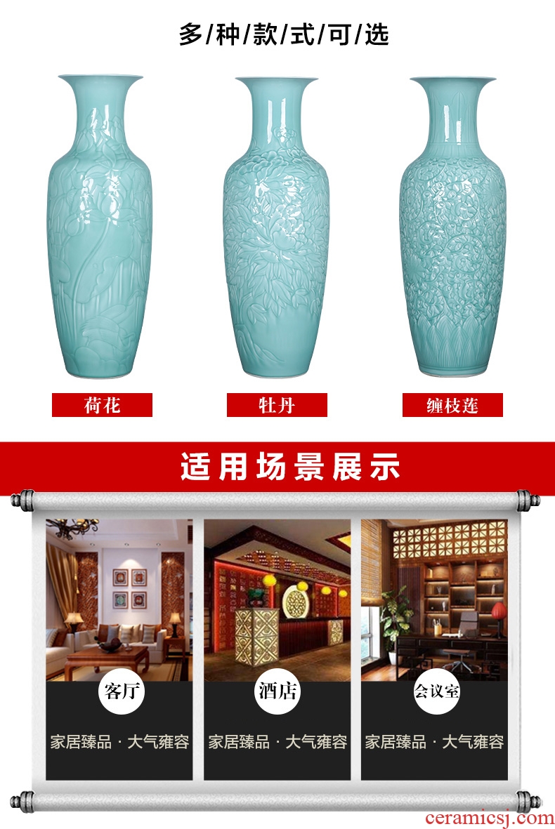 Contracted and I jingdezhen ceramic dry flower of large vase restoring ancient ways furnishing articles sitting room flower arranging flowers, checking pottery - 604319906431