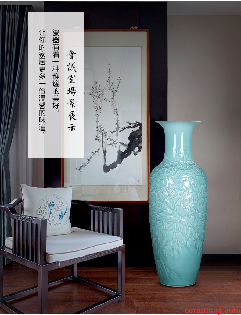 Contracted and I jingdezhen ceramic dry flower of large vase restoring ancient ways furnishing articles sitting room flower arranging flowers, checking pottery - 604319906431