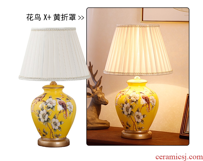 Ceramic lamp American bedroom living room study of new Chinese style restoring ancient ways European - style decorative lamps and lanterns is I warm bedside lamp