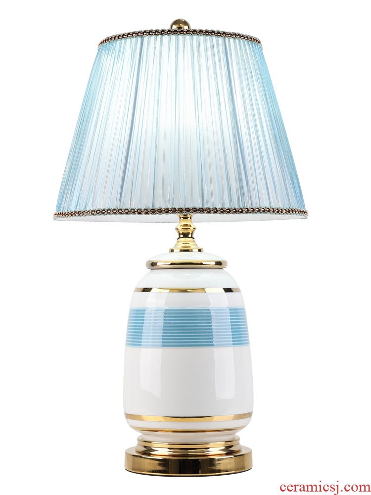 Light key-2 luxury American - style lamp decoration ceramics art design and I and contracted copper whole sitting room the bedroom of the head of a bed sitting room lamps and lanterns