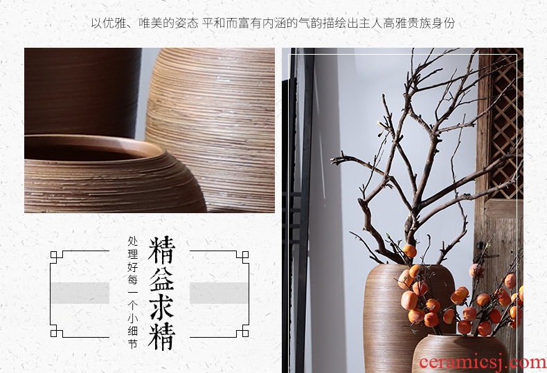 New Chinese style restoring ancient ways ceramic household vase creative living room decoration flower arranging containers dry flower is placed big desktop - 583295609150