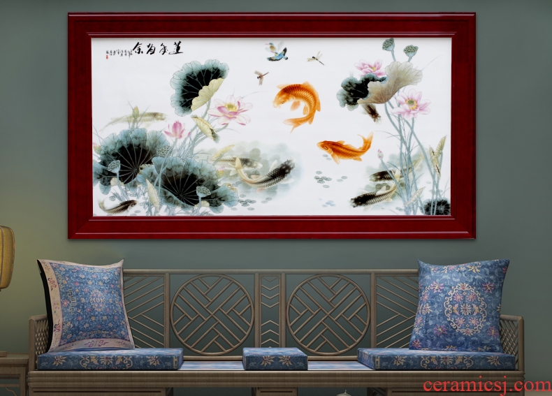 Adornment of I sitting room sofa setting wall murals have box corridor hangs a picture of jingdezhen hand - made famille rose porcelain plate painting