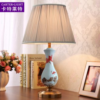 American ceramic desk lamp towns sitting room warm and romantic wedding creative study of bedroom the head of a bed is adjustable light remote control decoration
