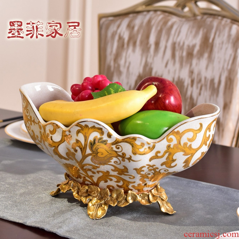 Murphy American light luxury classical painting ceramics with copper big fruit bowl basin of contemporary sitting room home furnishing articles of dried fruit