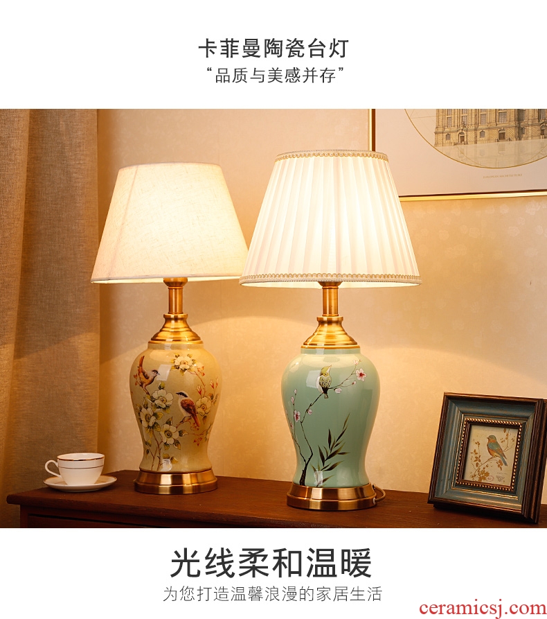 New Chinese style ceramic desk lamp classical home sitting room bedroom study bedroom adornment wedding carried this bedside lamp