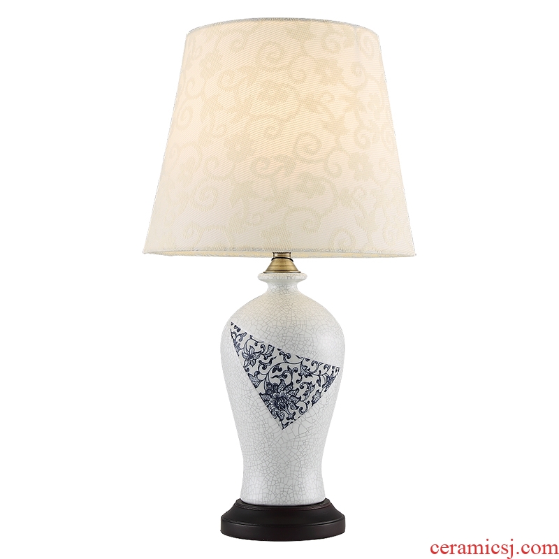New Chinese style lamp I and contracted blue and white porcelain ceramic decoration art hand - made lamps and lanterns of the sitting room the bedroom of the head of a bed