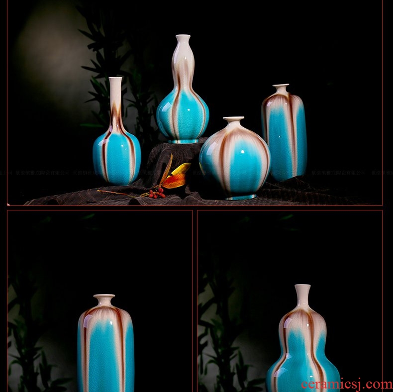 Continuous grain color glaze up porcelain vase when modern ShangBing crack glaze up vase furnishing articles flowers home