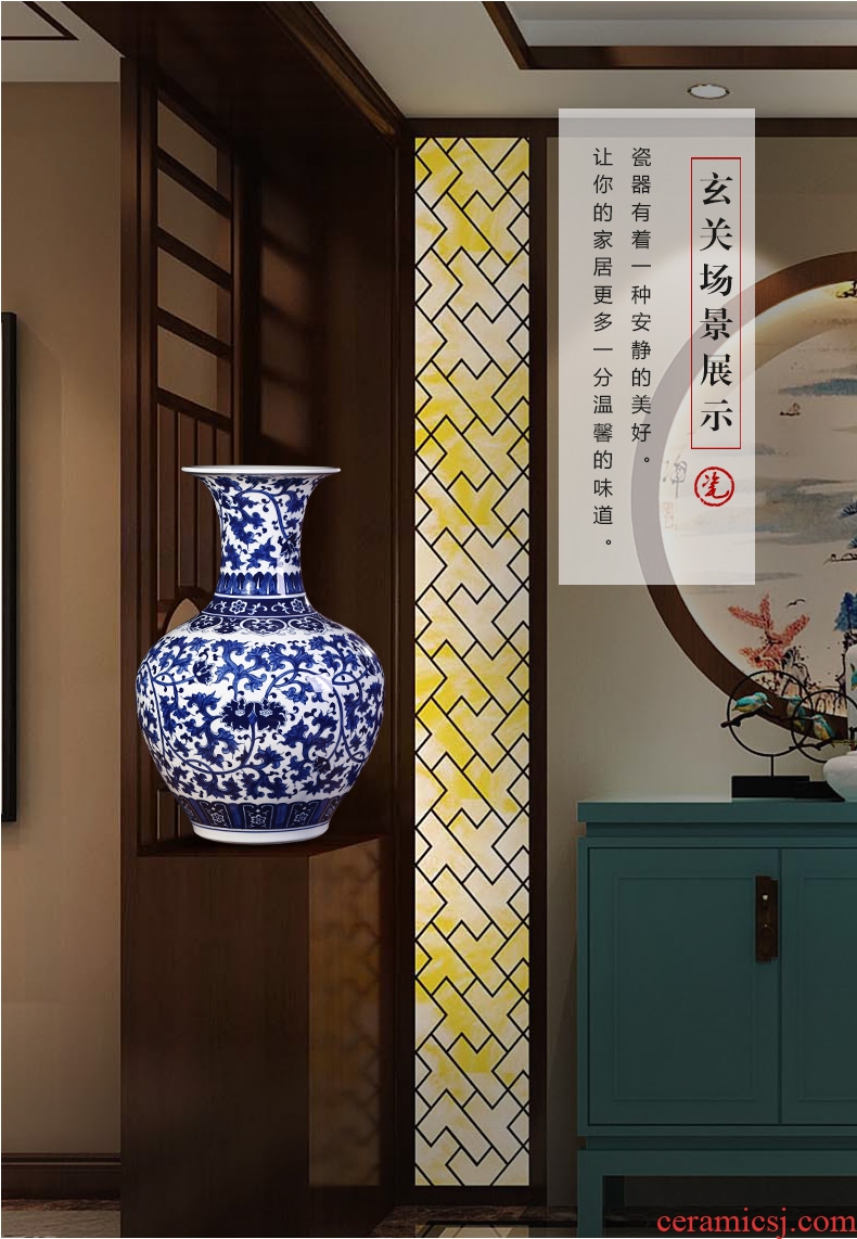 New Chinese style household adornment big vase model profiled living room dry flower flower arranging flower implement black ceramic vase - 586067009044