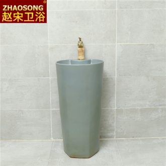 Ceramic pillar lavabo domestic large floor type lavatory one-piece balcony sink outdoor antifreeze