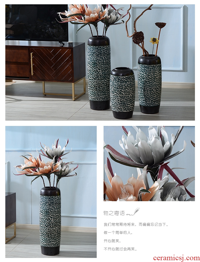 Jingdezhen ceramics new Chinese vase furnishing articles dried flower arranging flowers sitting room European - style circular desk ground bottle