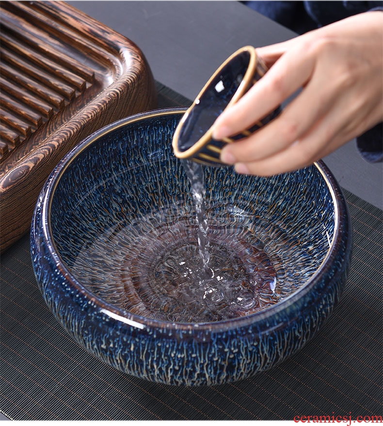 Tao blessing silver obsidian change jingdezhen blue drawing big tea wash household receive drawing star light cup wash basin
