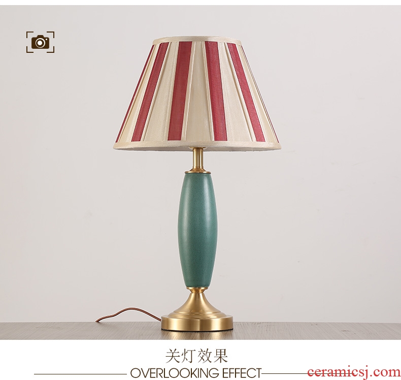 American whole copper ceramic desk lamp LED contracted warmth of bedroom the head of a bed of creative move between example ins chandeliers