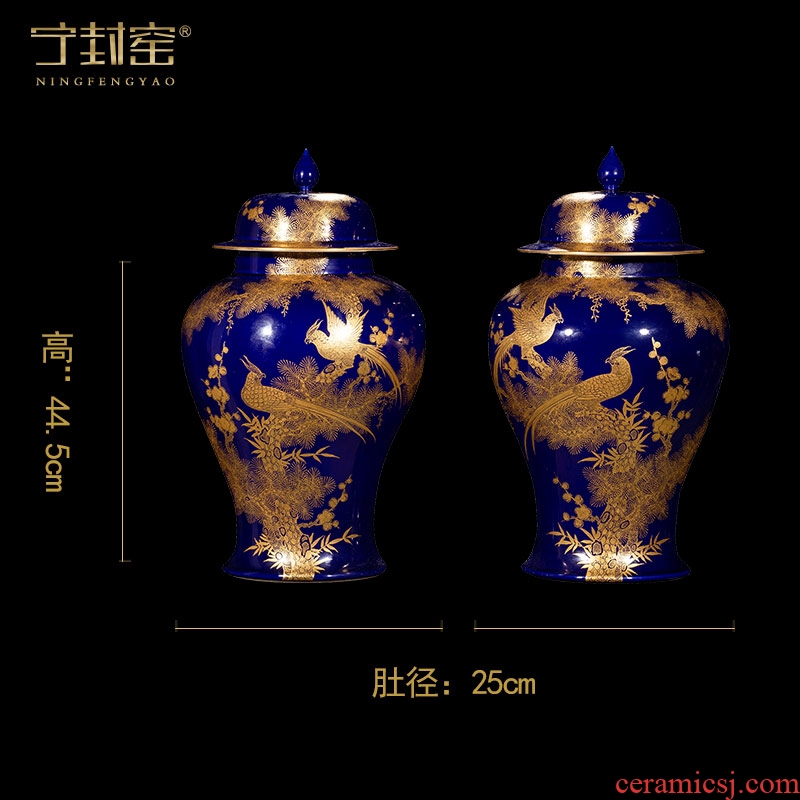 Ning hand - made antique vase seal up with jingdezhen ceramic bottle furnishing articles, the sitting room is blue and white porcelain Chinese orphan works, eighty - five