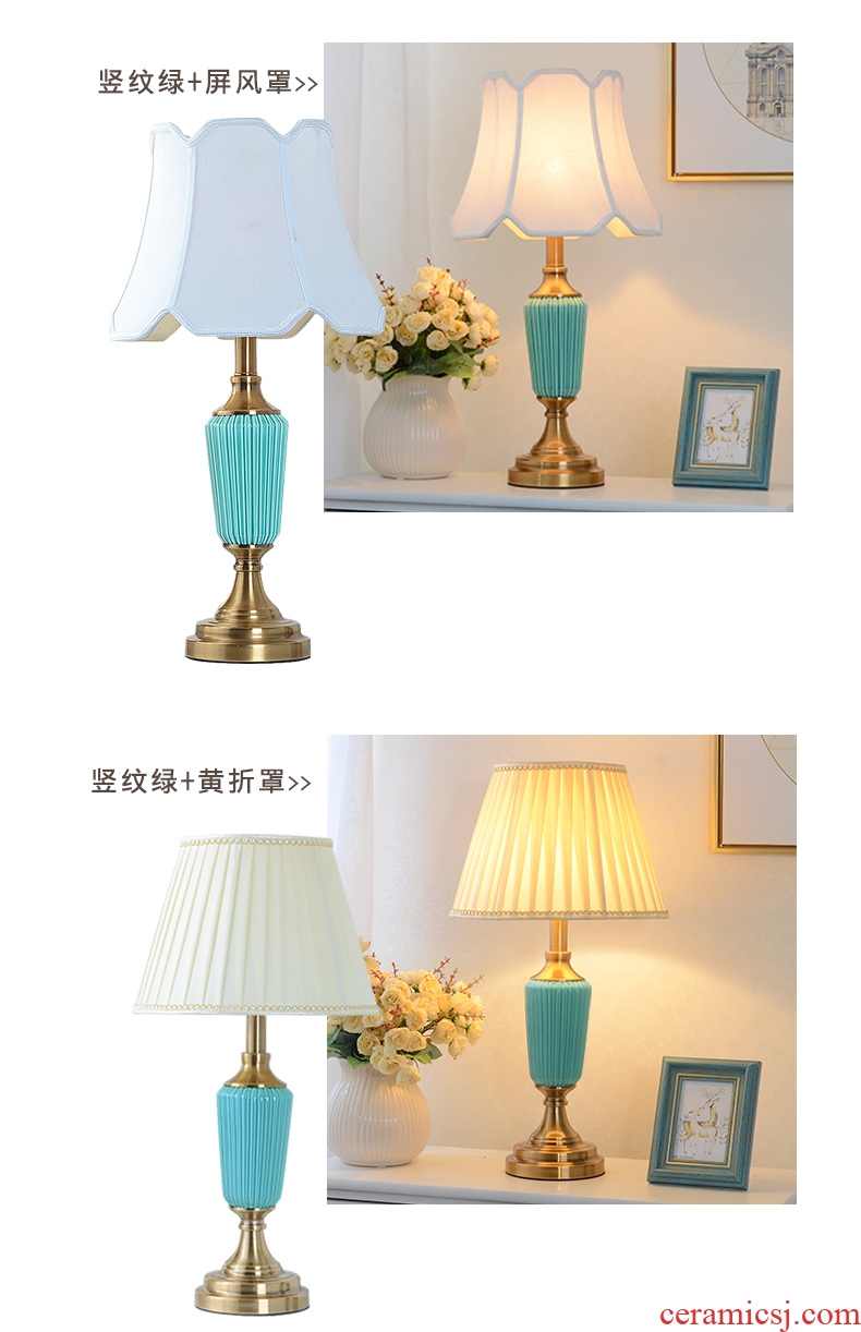 American contracted ceramic creative study desk lamp of bedroom the head of a bed in the sitting room decorate wedding sweet carried that move light lamp