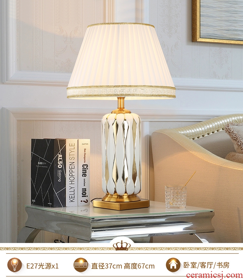 Europe type desk lamp contracted and I creative American light sweet bedroom key-2 luxury adjustable light household ceramics bedside table lamps and lanterns