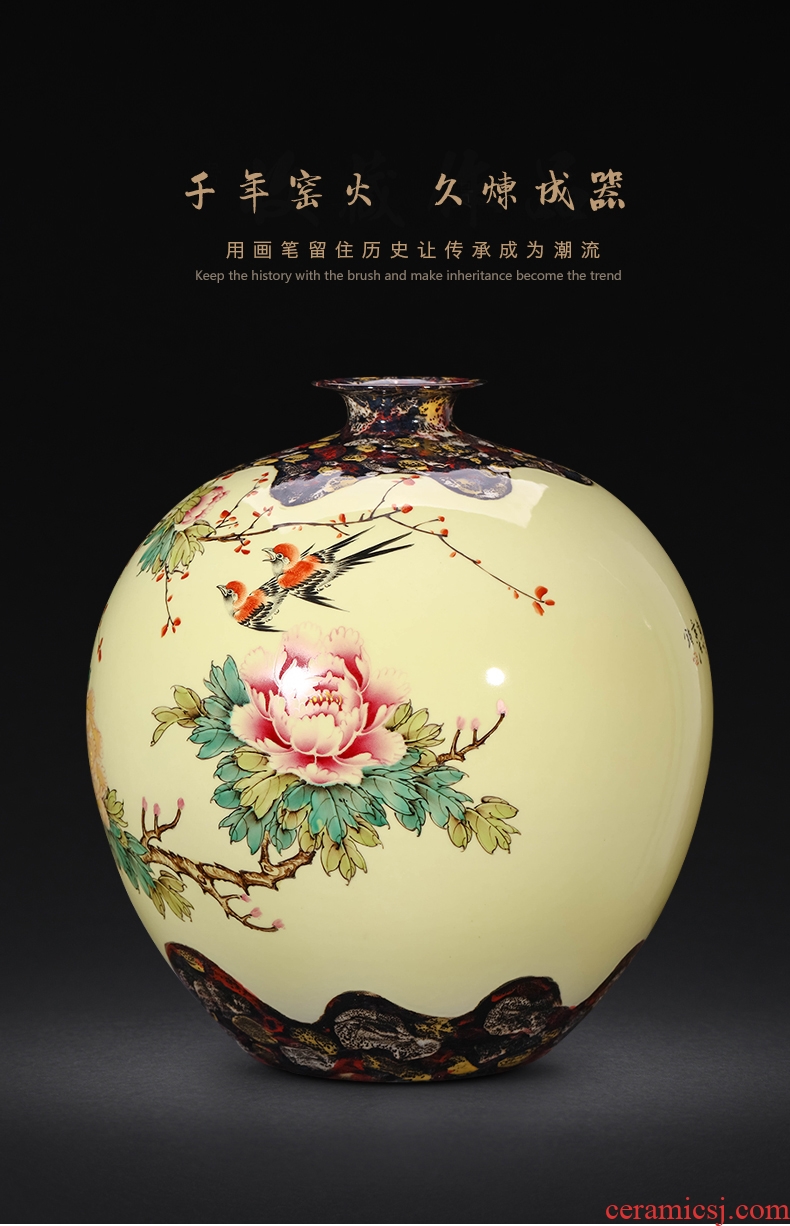 Jingdezhen ceramic floor large vases, flower arrangement sitting room dry flower is placed Chinese style restoring ancient ways is checking pottery pot - 597933156181