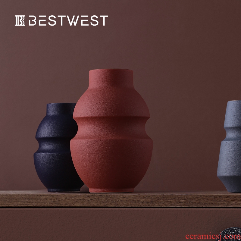 BEST WEST morandi color ceramic vases, furnishing articles north European style living room decorations dry flower vases, creative