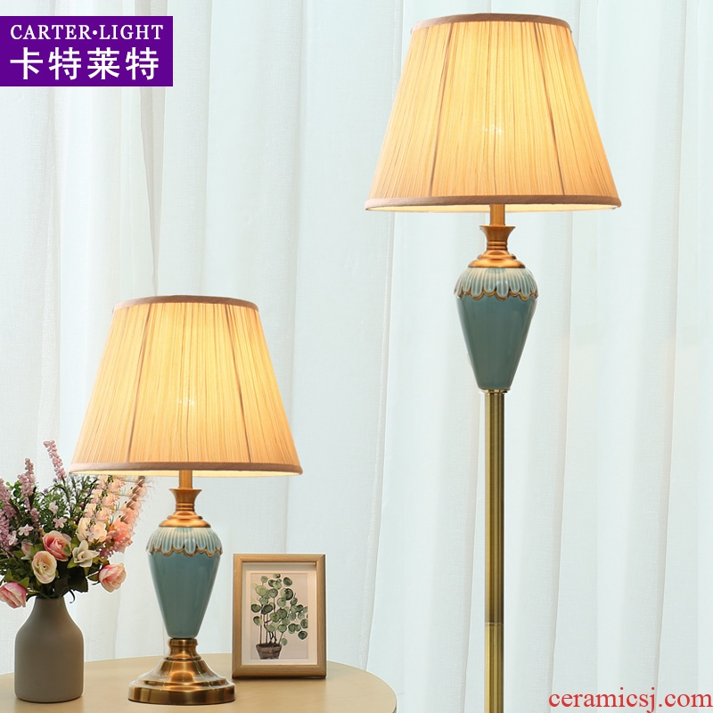 American floor lamp contracted and I sofa tea table remote ceramic bedroom berth lamp sitting room study vertical light
