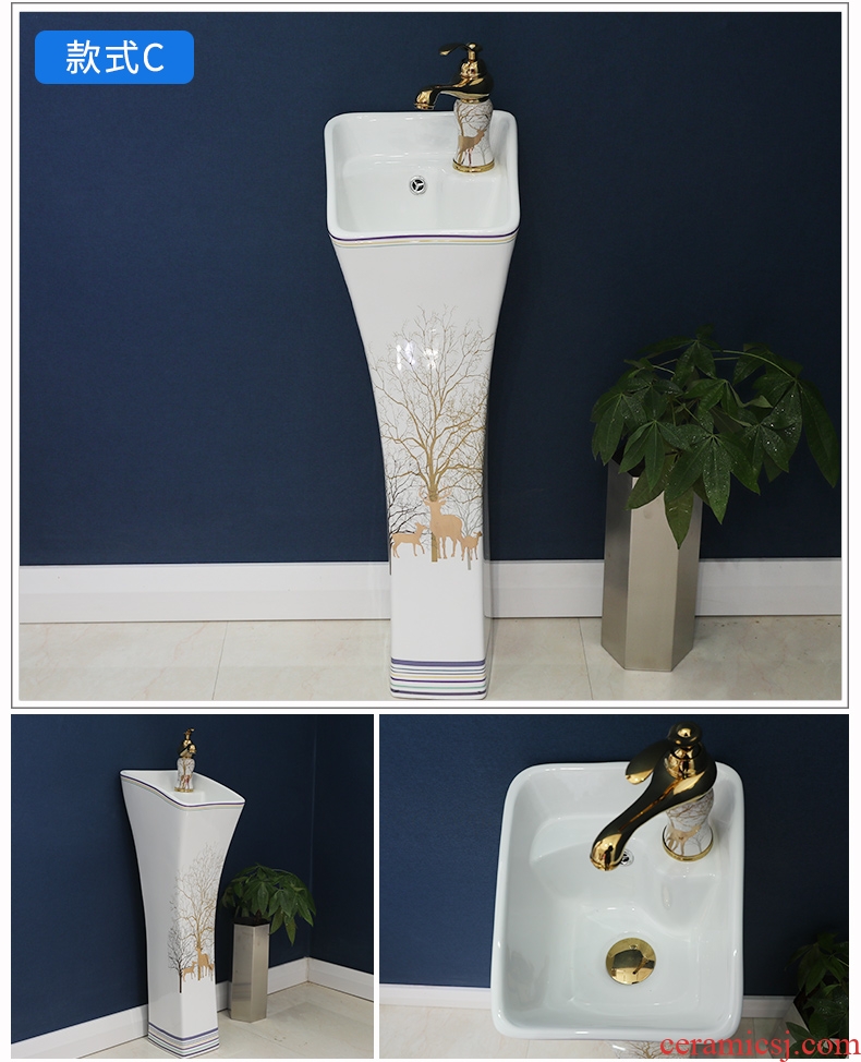 Column Angle plate of ceramic wash basin triangle lavatory toilet pool mini, small family the sink console