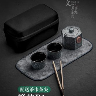 Evan ceramic travel kung fu tea set suit portable outdoor contracted a crack cup pot 2 cups of Japanese small