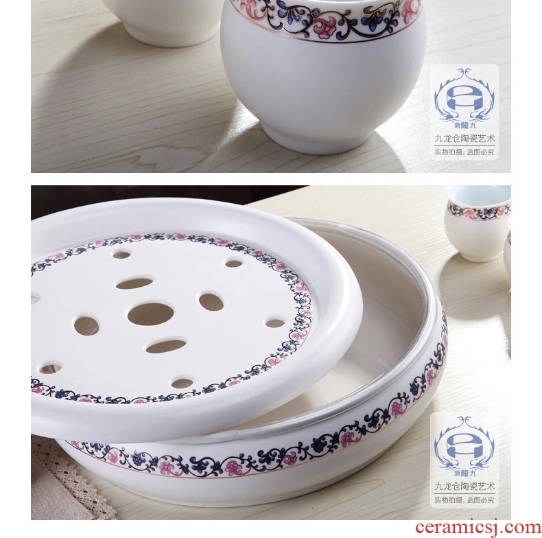DH jingdezhen kung fu tea set home tea tray was double insulation cup teapot contracted Chinese tea set, ceramic