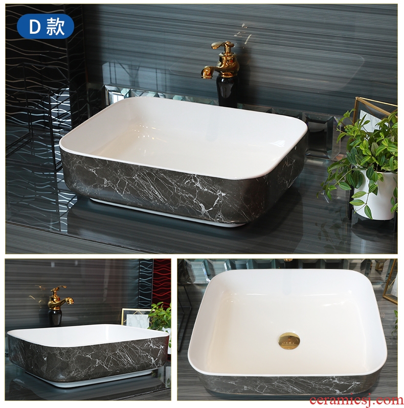 Contracted on the ceramic bowl lavatory square black marble basin of household toilet lavabo art