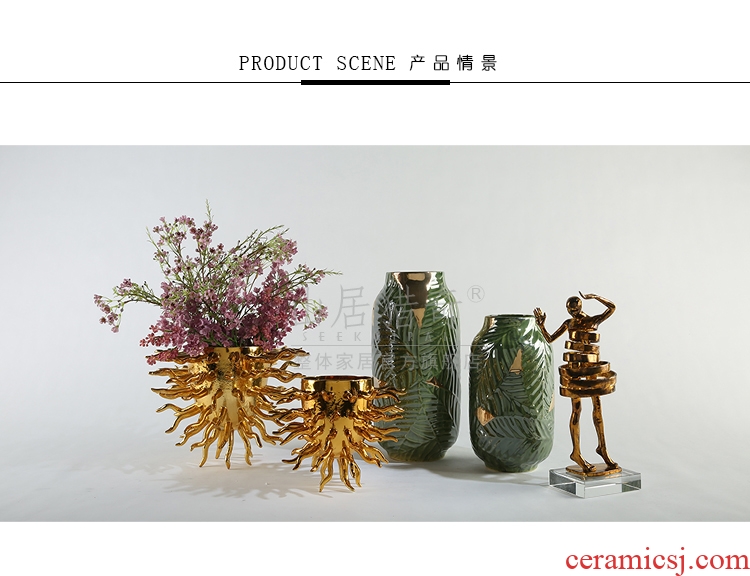 Antique hand - made porcelain of jingdezhen ceramics youligong double elephant peach pomegranate flower vase decoration - 548481466267