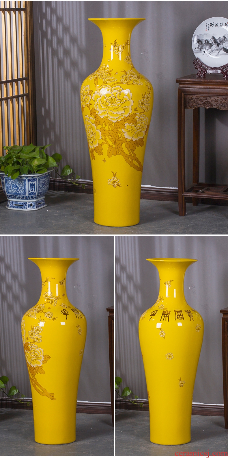 Postmodern contracted sitting room manual glaze belly ceramic vase furnishing articles of Chinese style porch swing soft adornment - 596201435648