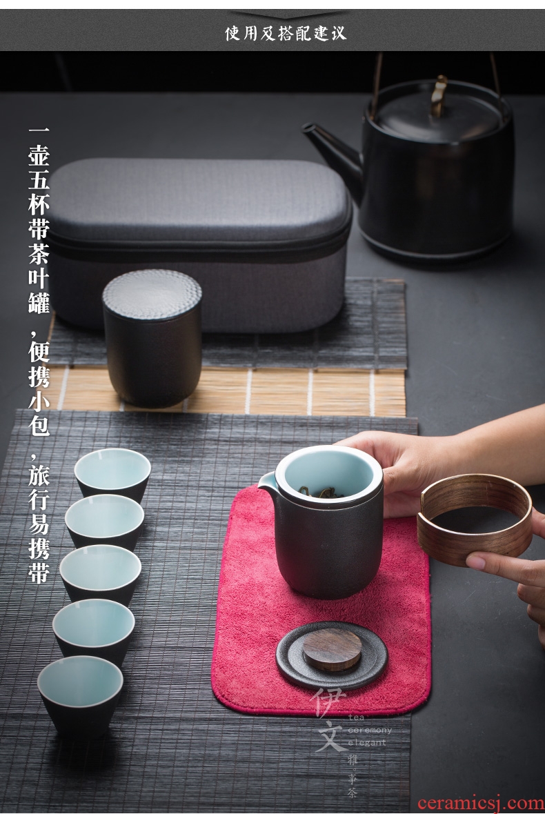 Evan ceramic portable crack cup is suing travel kung fu tea set contracted a pot of five cups of tea pot set is small