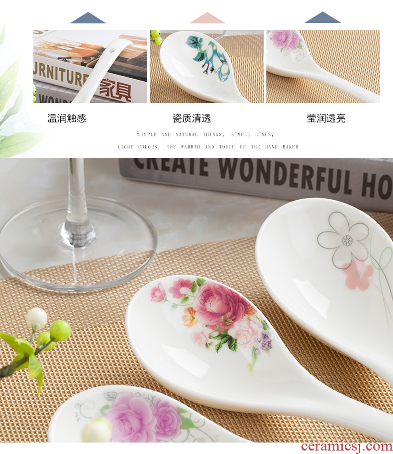 Buy one get one free jingdezhen household ceramics big spoon ladle soup ladle long handle large ipads porcelain spoon
