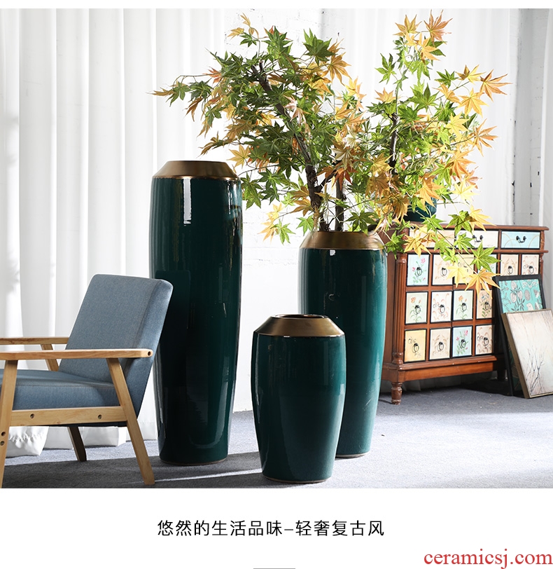 Chinese style restoring ancient ways of large vases, ceramic furnishing articles pottery sitting room hotel decoration flower arranging dried flowers thick ceramic bottle - 597903530128