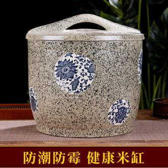 Ceramic barrel with cover seal tank flour moistureproof insect-resistant kitchen store meter box household ricer box 20/50 kg