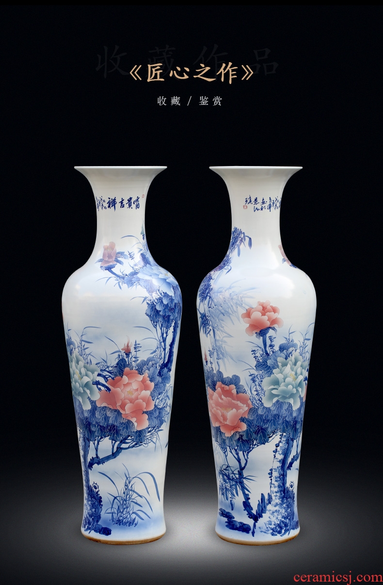 Jingdezhen ceramic vase qingming scroll large vases, antique vase gift furnishing articles furnishing articles sitting room the contributor of large - 586485215973