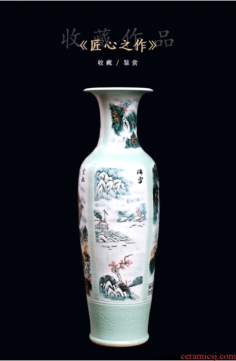 New Chinese jingdezhen sitting room of large vase ceramic arts and crafts flower arranging, hand-painted decorative carving furnishing articles