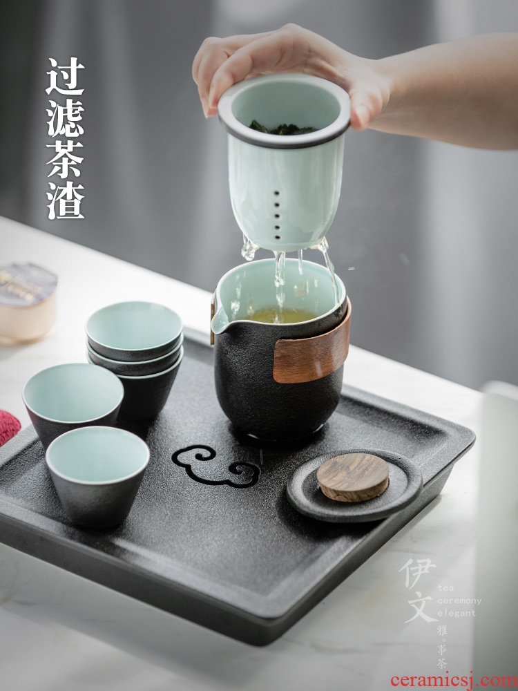 Evan ceramic kung fu tea sets the teapot tea tray was home office of a complete set of gift box the packed in a small pot of five cups