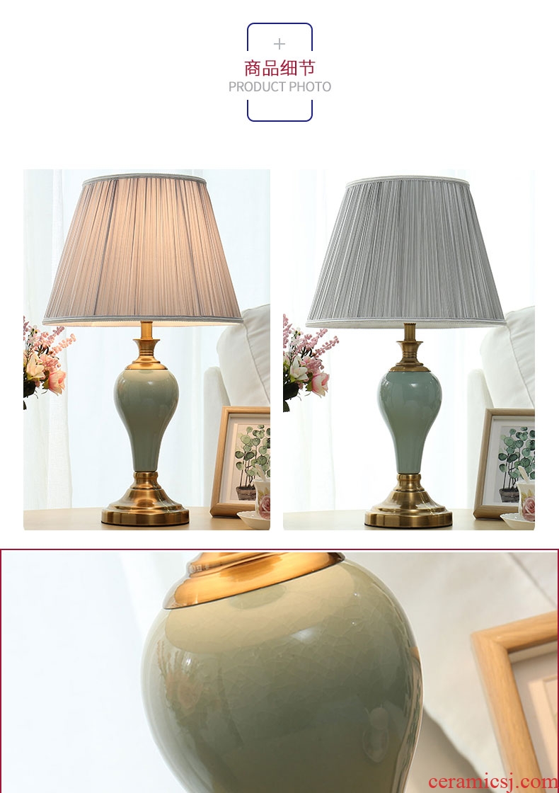 American small bedroom lamp Nordic ins creative ceramic simple modern marriage room Mary European warm bedside lamp