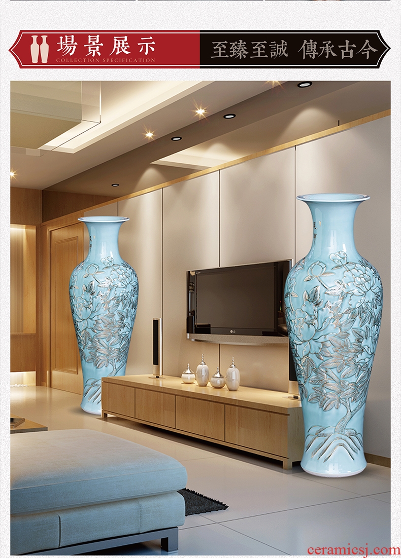 New Chinese style ceramic vase furnishing articles water living room TV cabinet creative light key-2 luxury three - piece flower arranging flowers between example - 599676994614