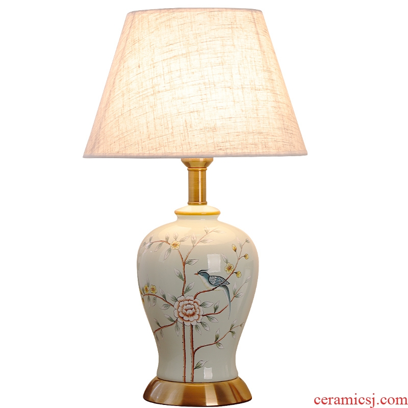 Ceramic lamp American bedroom living room study of new Chinese style restoring ancient ways European - style decorative lamps and lanterns is I warm bedside lamp