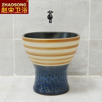 Nordic retro ceramic conjoined balcony mop pool household square sweep the floor mop pool basin sink outdoor toilet