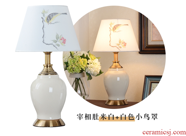 Ceramic lamp household creative I and contracted romantic warmth of bedroom the head of a bed the American sitting room adornment lamps and lanterns