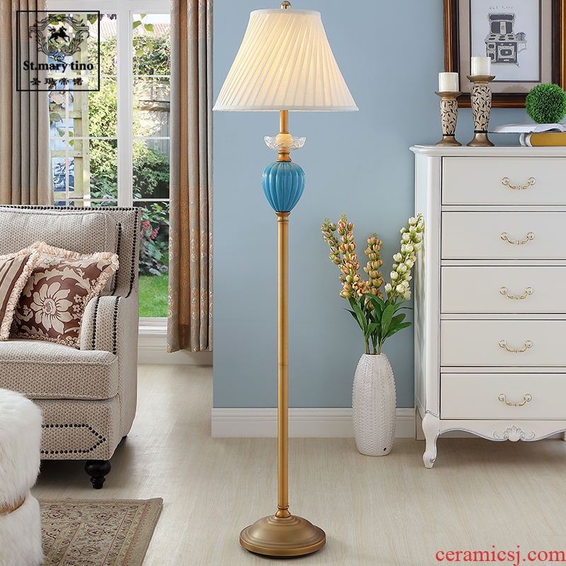Northern European new classic remote control light the key-2 luxury of new Chinese style ceramic floor lamp sitting room bedroom crystal marble floor