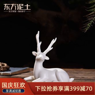 Oriental clay ceramic sculpture art furnishing articles/a car interior & other; Deer & throughout; Peace D50-201