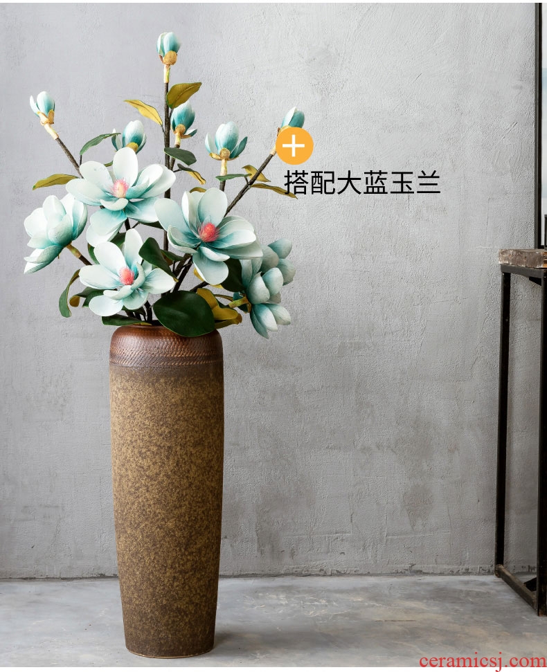 Light key-2 luxury stripe ceramic vases, large ground flower arranging device example room sitting room household soft adornment creative furnishing articles - 589430562872