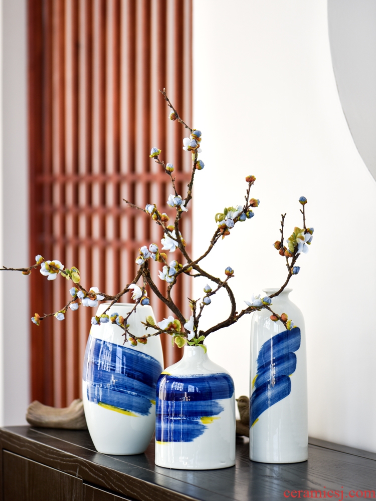 New Chinese style flower arranging ceramic vase sitting room rich ancient frame dried flowers, jingdezhen porcelain zen furnishing articles modern decoration