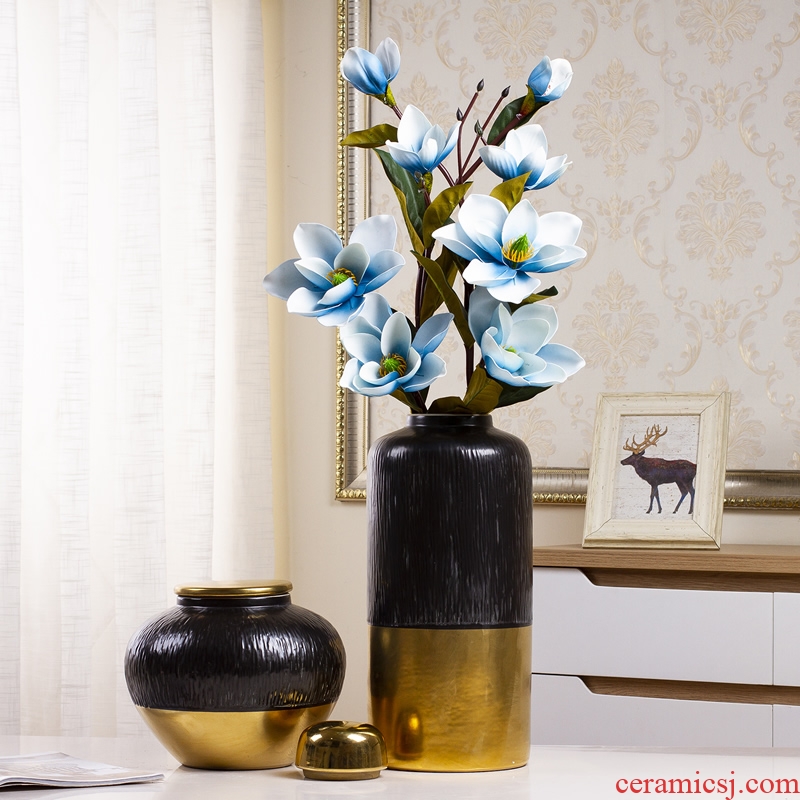 Jingdezhen ceramic vase Nordic light key-2 luxury living room dry flower decoration flower arrangement table POTS creative decorations furnishing articles