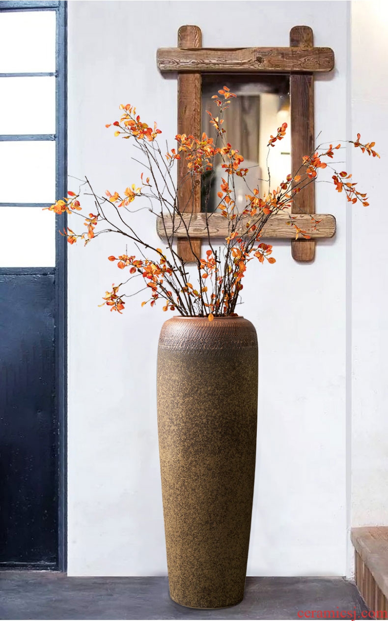 Jingdezhen ceramic vases, flower arrangement sitting room ground large dried flowers, white ceramic porcelain ornaments porch decoration - 589430562872