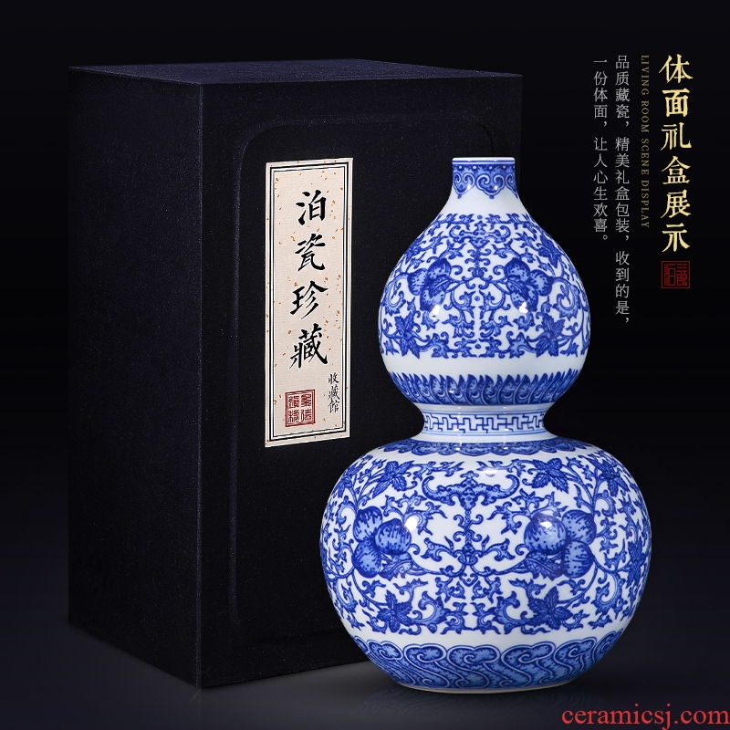Jingdezhen blue and white antique ceramics lucky bamboo flowers in new Chinese style porch sitting room home decoration vase furnishing articles