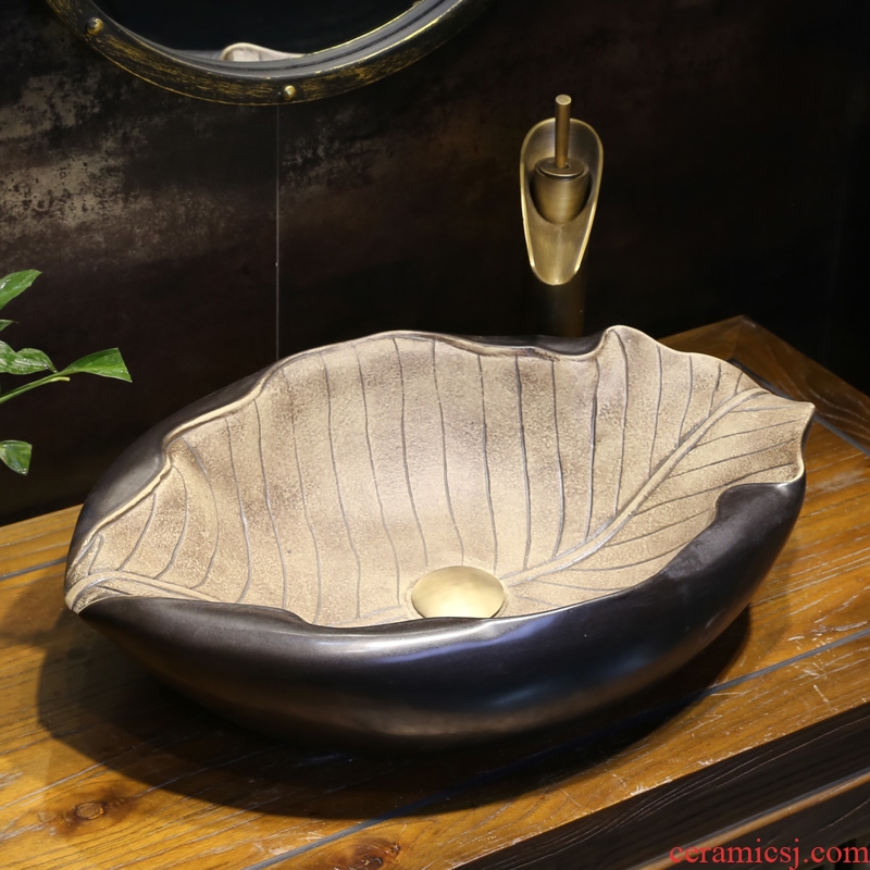 Retro art stage basin special-shaped ceramic lavatory creative personality basin archaize on the sink