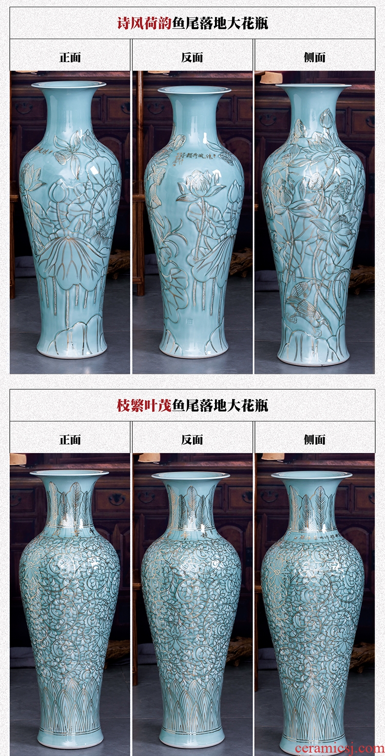 New Chinese style ceramic vase furnishing articles water living room TV cabinet creative light key-2 luxury three - piece flower arranging flowers between example - 599676994614