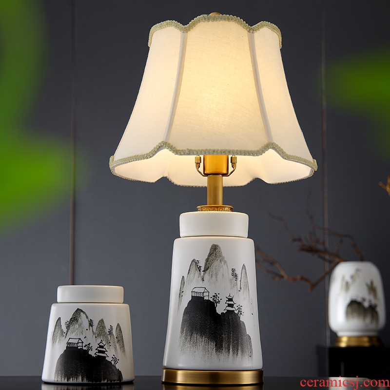 Lamp act the role ofing furnishing articles form a complete set of new Chinese style ceramic vases, cut the modern minimalist art hand - made decorative landscape painting